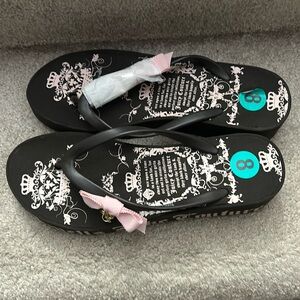 Juicy Couture Brown & Pink Wedge flip flop NWOT size8